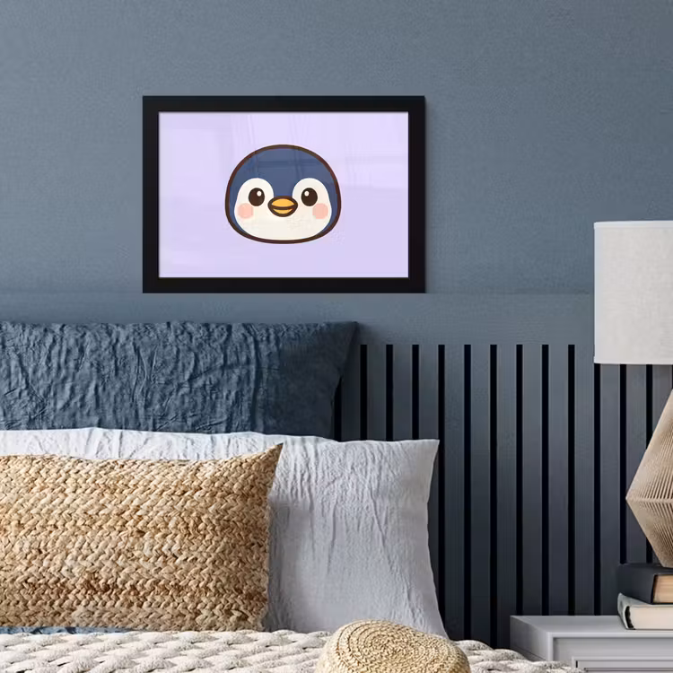 Poster met lijst - Pinguïn - Paars - Schattig — 4