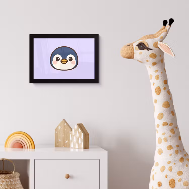 Poster met lijst - Pinguïn - Paars - Schattig — 5