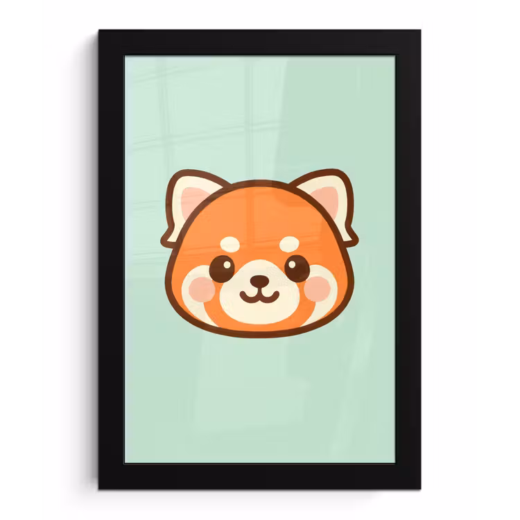 Poster met lijst - Rode panda - Groen - Cartoon — 1