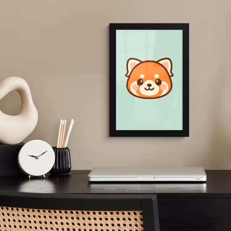 Poster met lijst - Rode panda - Groen - Cartoon — 3