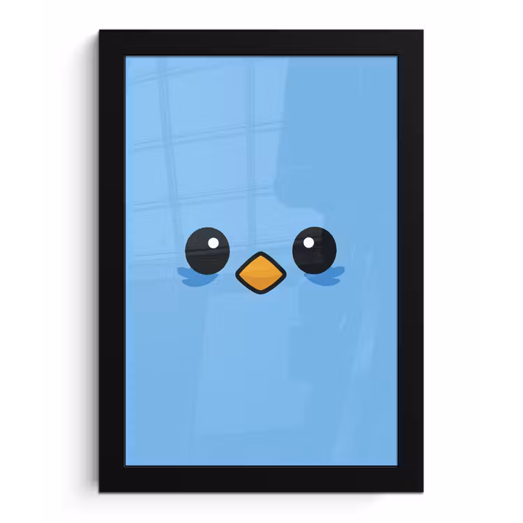 Poster met lijst - Vogel - Blauw - Eenvoudig — 1