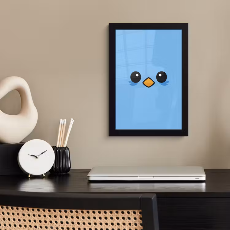 Poster met lijst - Vogel - Blauw - Eenvoudig — 3