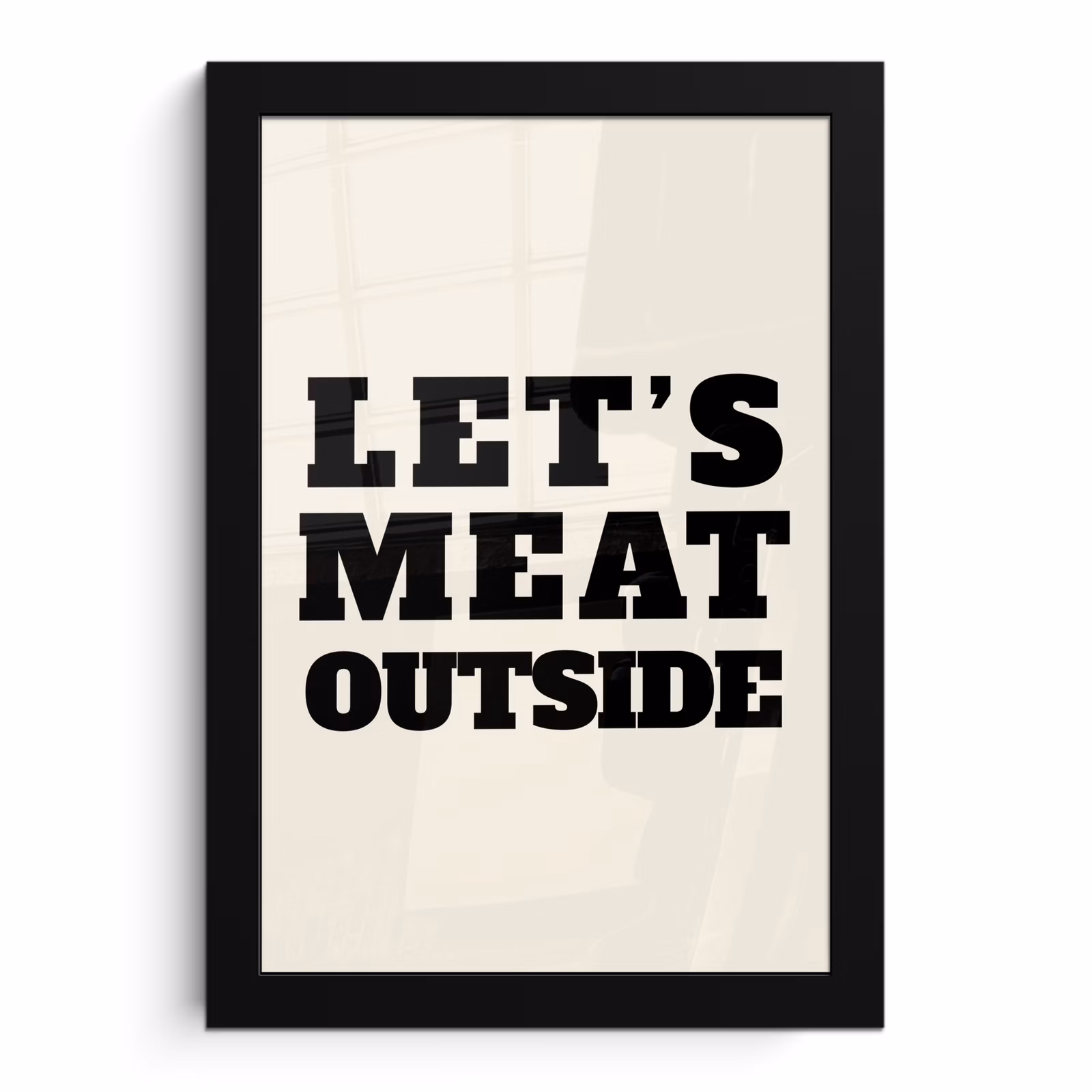 Poster met lijst - Tekst - Blokletters - Zwart - Vlees — 1