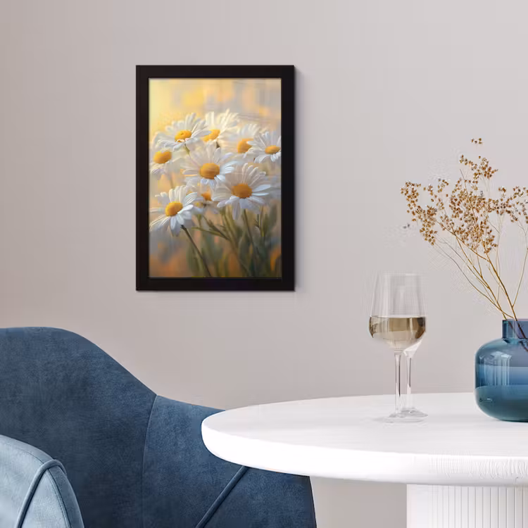 Poster met lijst - Madeliefjes - Wit - Zonlicht — 2