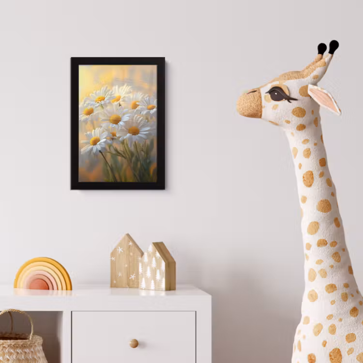Poster met lijst - Madeliefjes - Wit - Zonlicht — 5