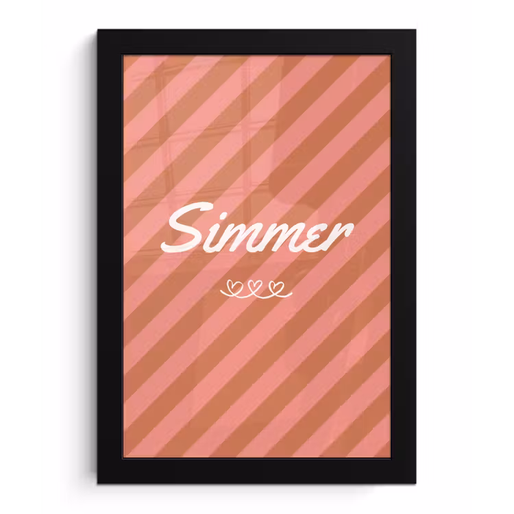 Poster met lijst - Simmer - Hartjes - Strepen - Roze — 1