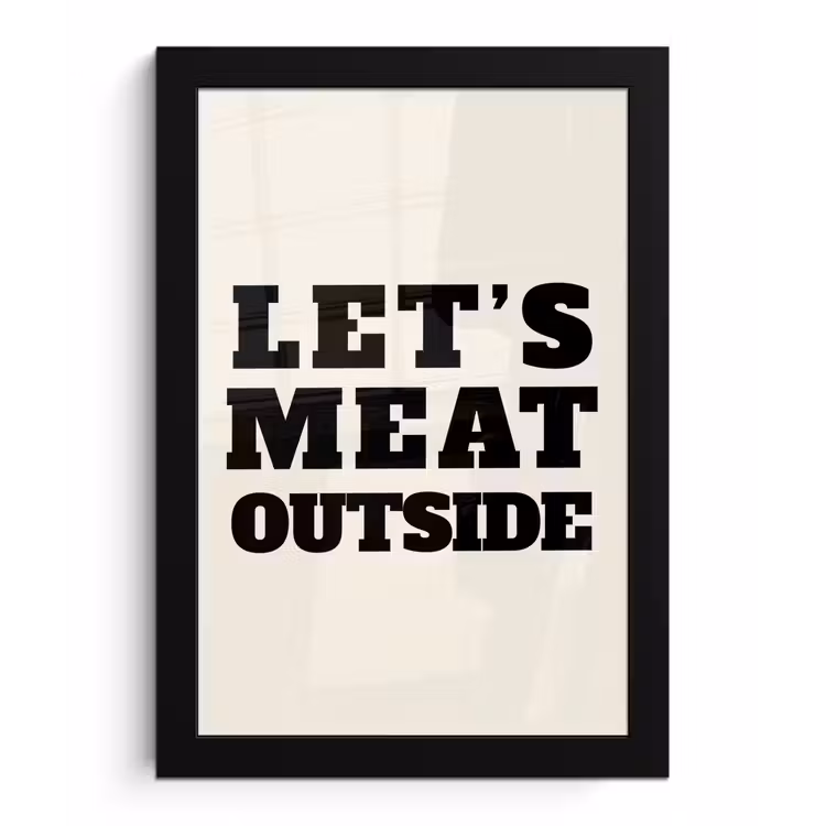 Poster met lijst - Tekst - Blokletters - Zwart - Vlees — 1
