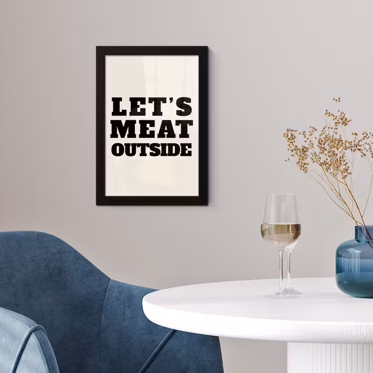Poster met lijst - Tekst - Blokletters - Zwart - Vlees — 2