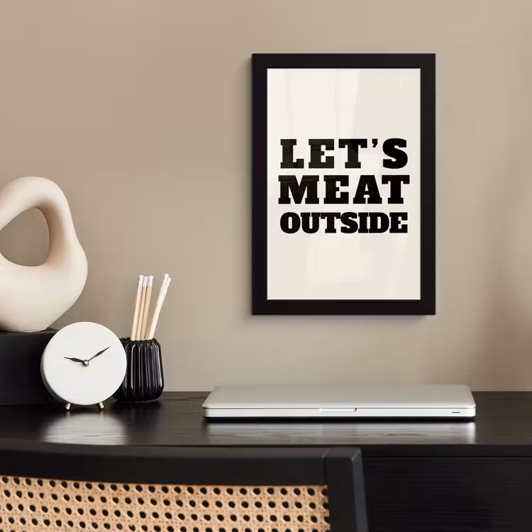 Poster met lijst - Tekst - Blokletters - Zwart - Vlees — 3
