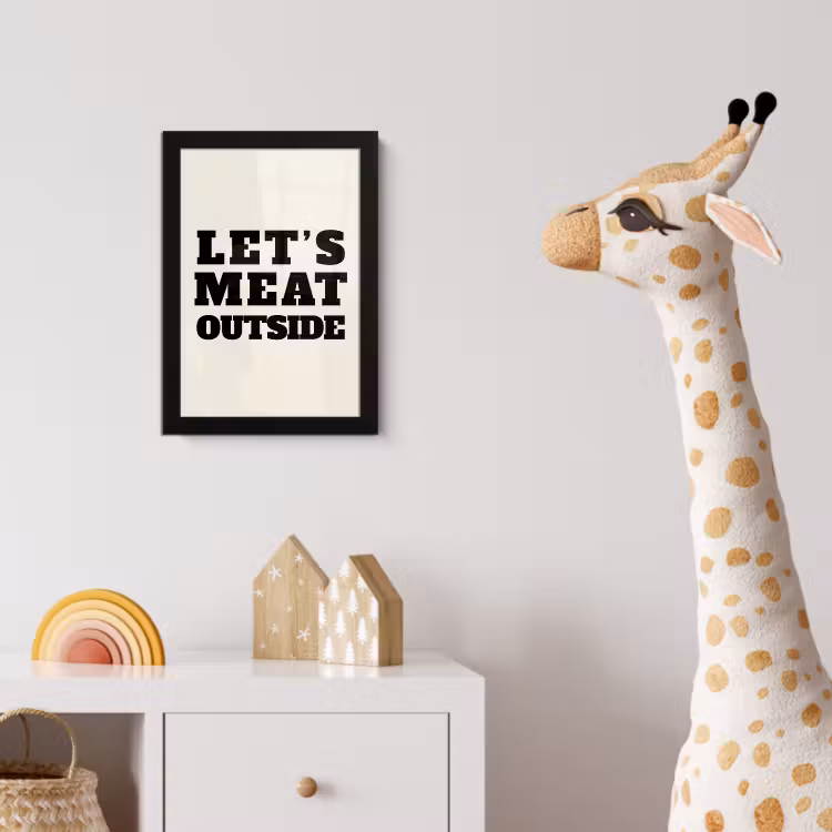 Poster met lijst - Tekst - Blokletters - Zwart - Vlees — 5