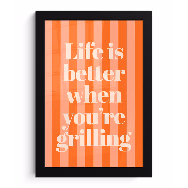 Poster met lijst - Tekst - Gestreept - Oranje - Zomer — 1