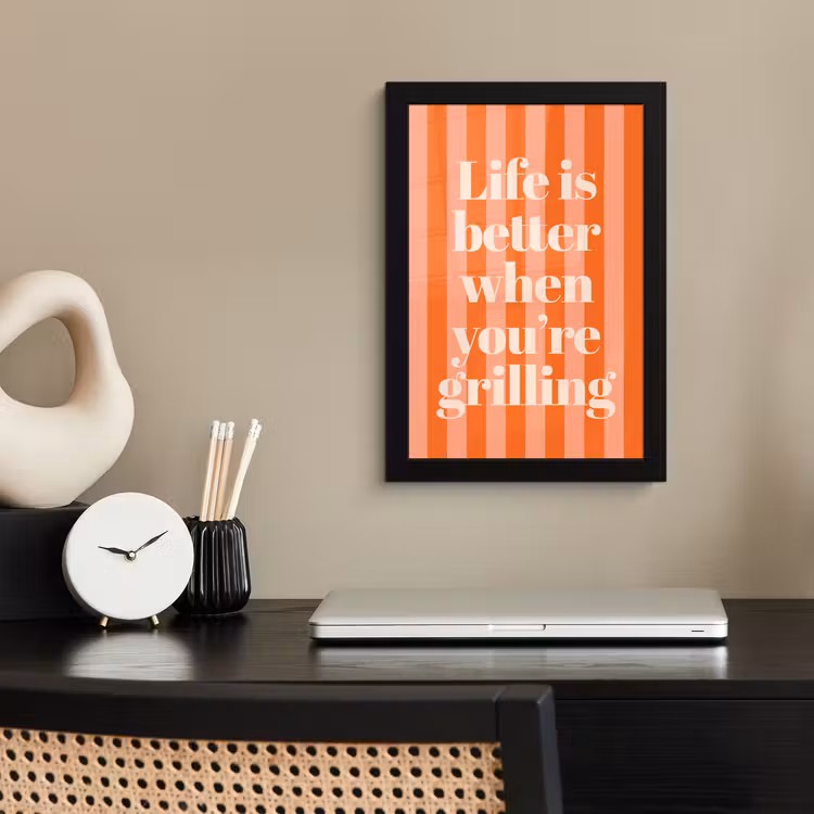 Poster met lijst - Tekst - Gestreept - Oranje - Zomer — 3