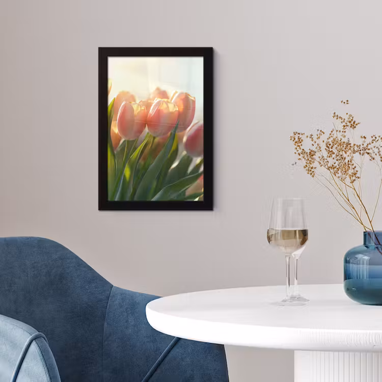 Poster met lijst - Tulpen - Roze - Zonnestralen — 2