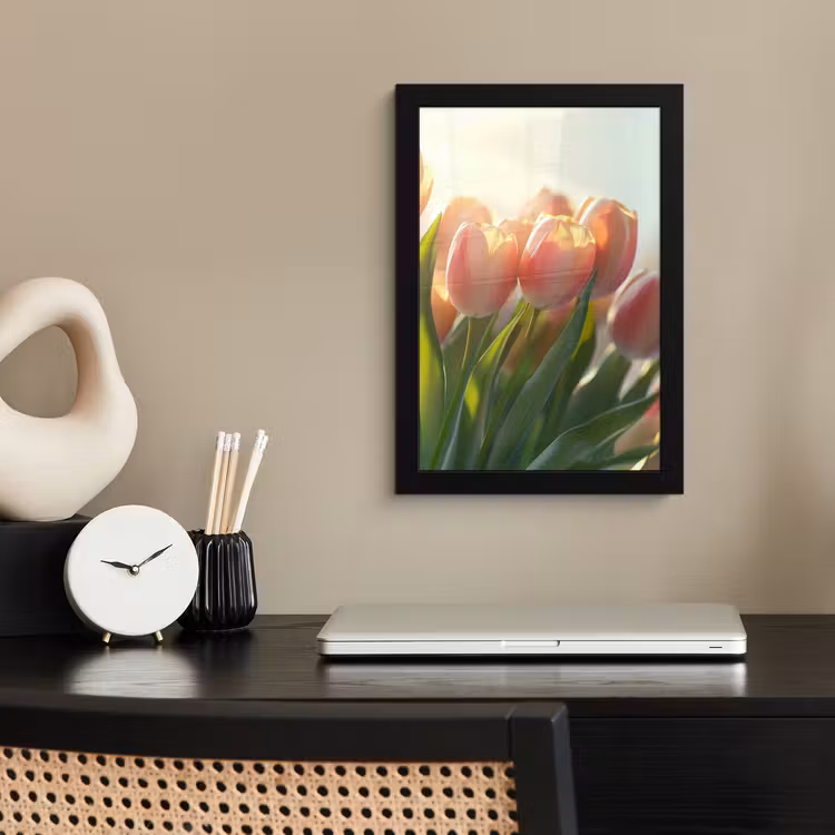 Poster met lijst - Tulpen - Roze - Zonnestralen — 3