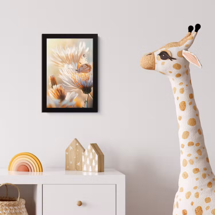 Poster met lijst - Vlinder - Bloem - Oranje — 5