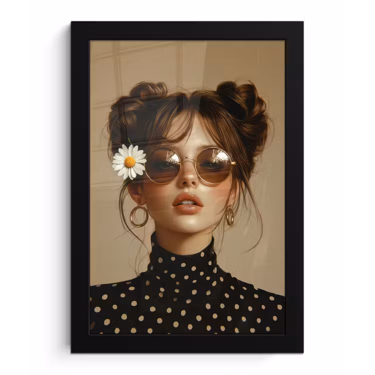 Poster met lijst - Vrouw - Beige - Bloem - Modern - Portret — 1
