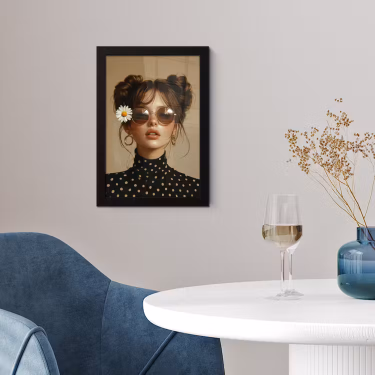 Poster met lijst - Vrouw - Beige - Bloem - Modern - Portret — 2