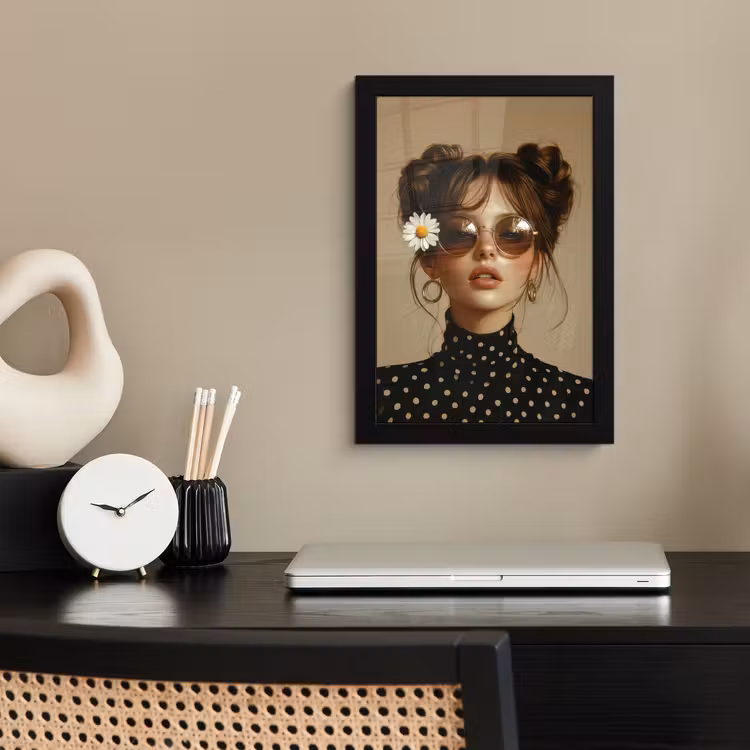 Poster met lijst - Vrouw - Beige - Bloem - Modern - Portret — 3