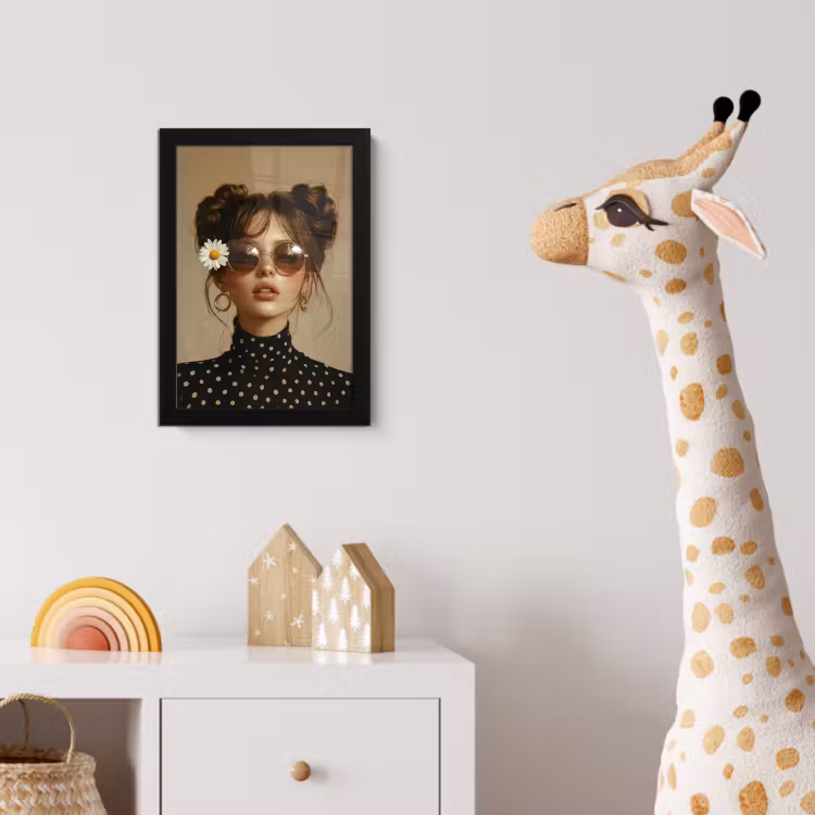 Poster met lijst - Vrouw - Beige - Bloem - Modern - Portret — 5