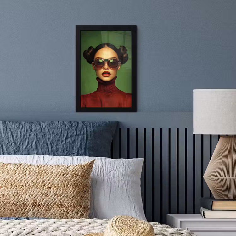 Poster met lijst - Vrouw - Groen - Bril - Aesthetic - Modern — 4
