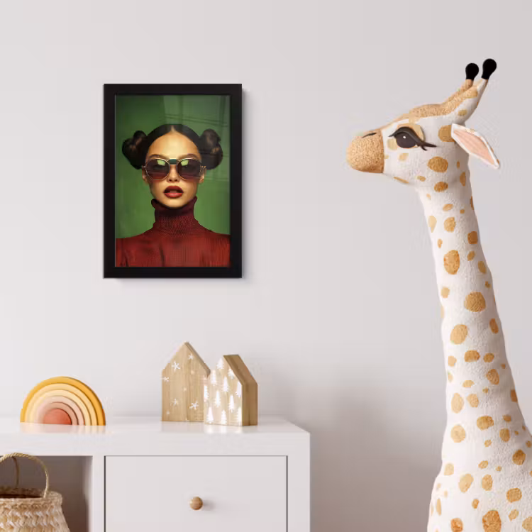 Poster met lijst - Vrouw - Groen - Bril - Aesthetic - Modern — 5