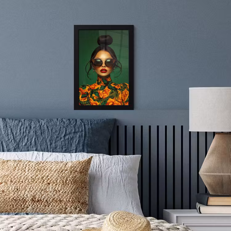 Poster met lijst - Vrouw - Groen - Modern - Bril - Abstract — 4