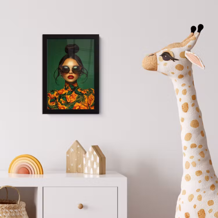 Poster met lijst - Vrouw - Groen - Modern - Bril - Abstract — 5