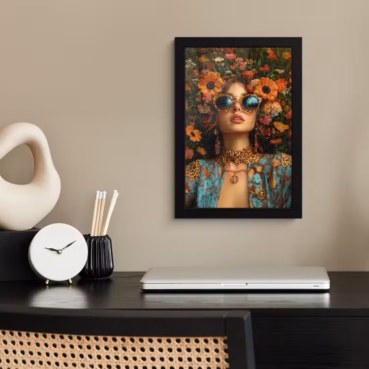 Poster met lijst - Vrouwen - Bloemen - Modern - Bril - Abstract — 3