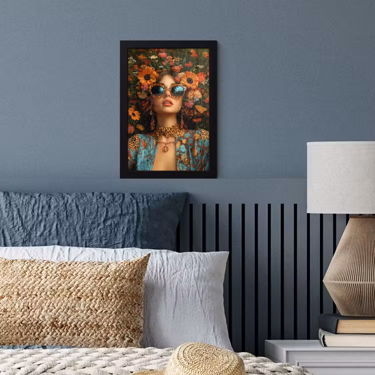 Poster met lijst - Vrouwen - Bloemen - Modern - Bril - Abstract — 4