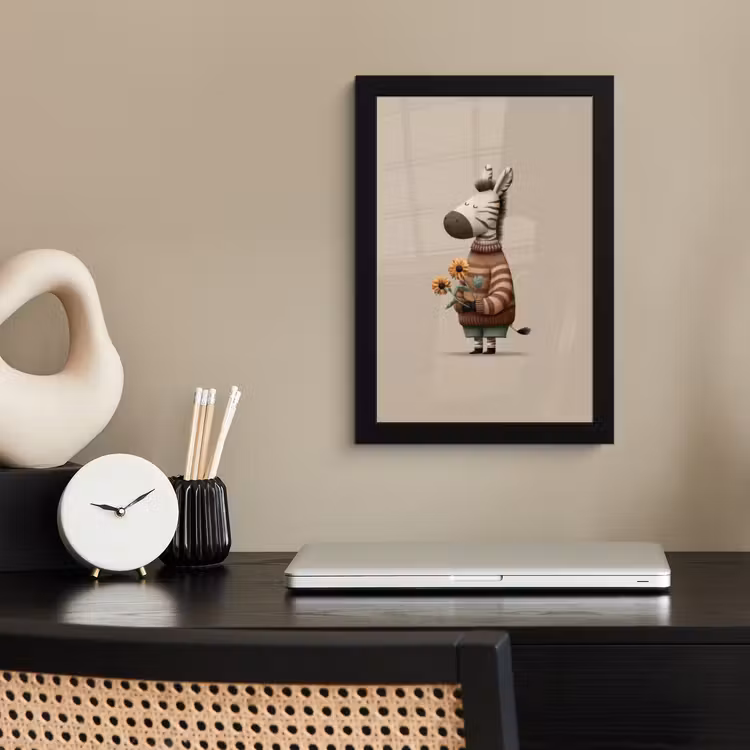 Poster met lijst - Zebra - Zonnebloemen - Warm — 3