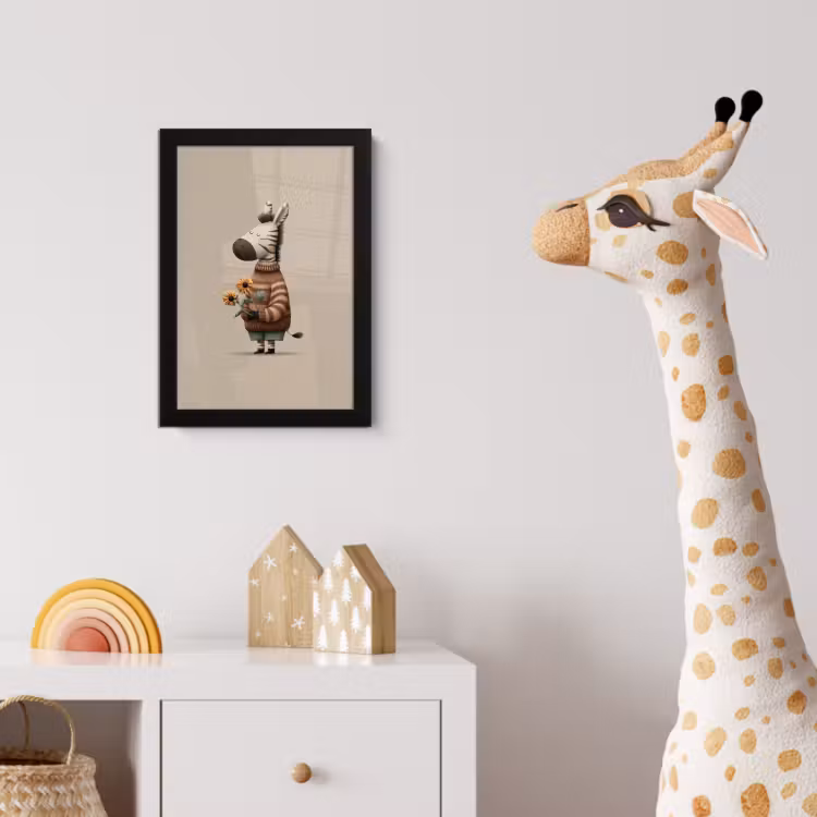 Poster met lijst - Zebra - Zonnebloemen - Warm — 5