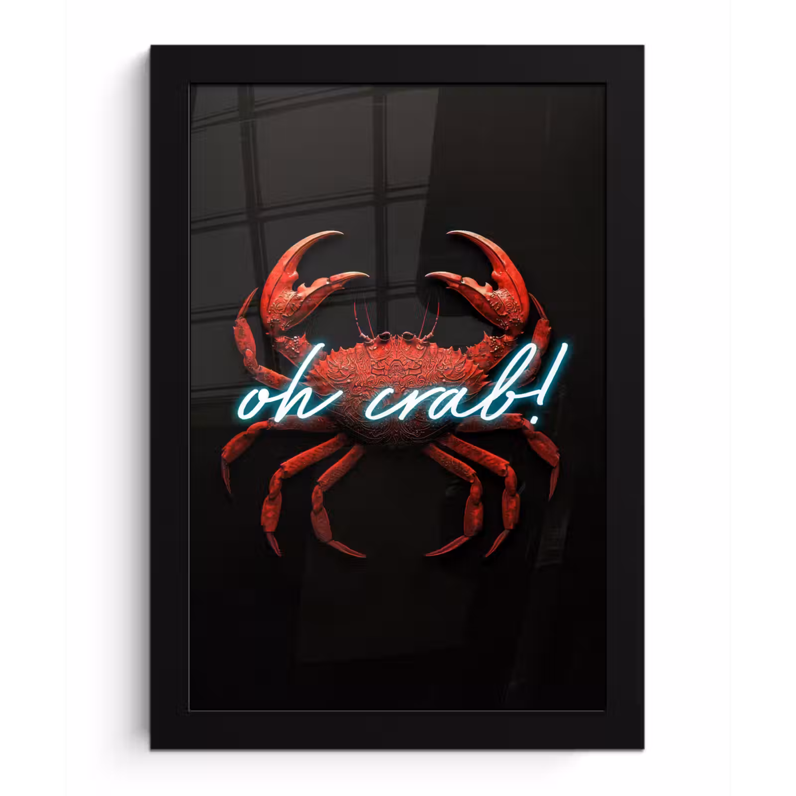 Poster met lijst - Krab - Rood - Neon - Quote — 1