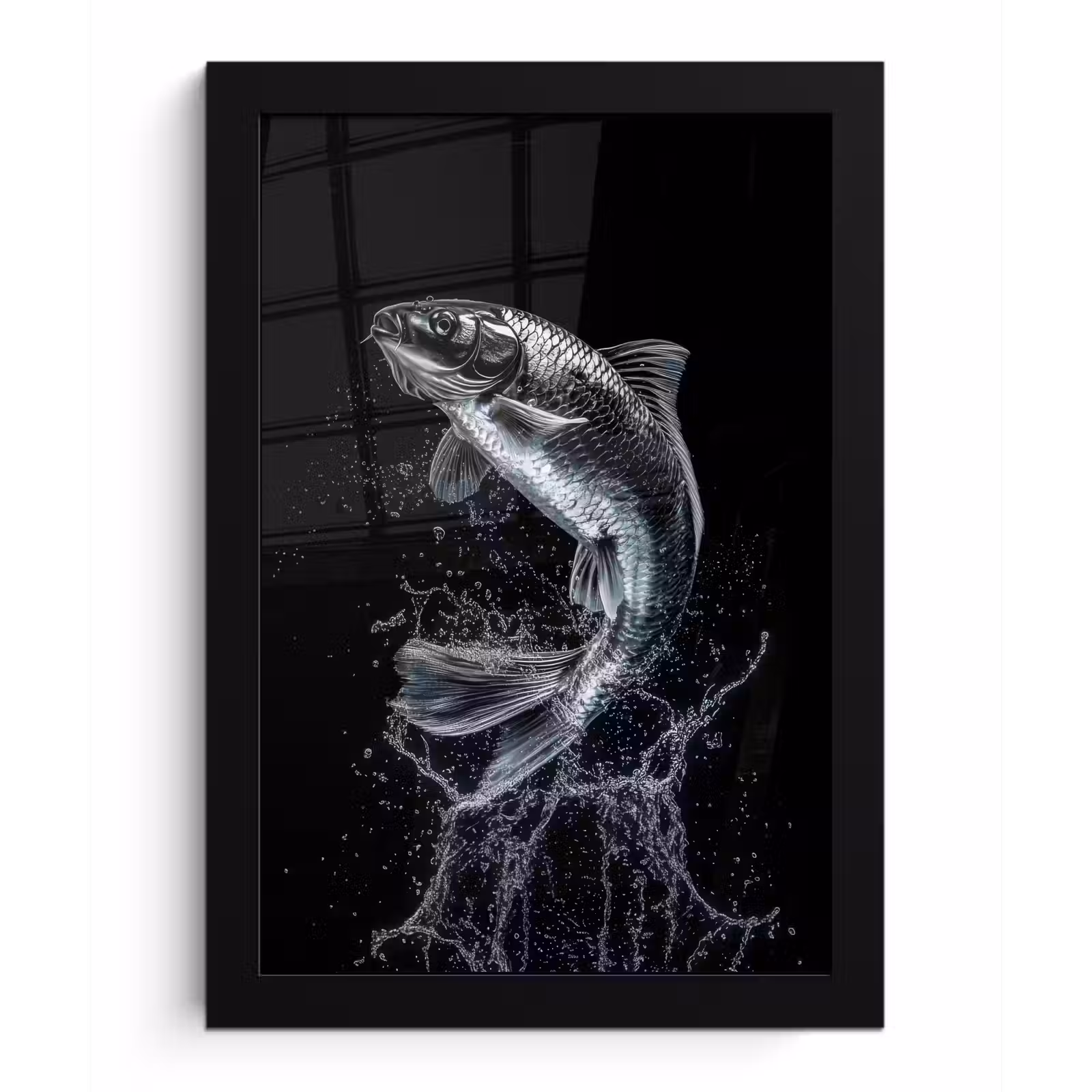 Poster met lijst - Vis - Koi - Zwart - Water — 1