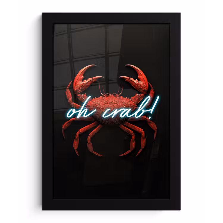 Poster met lijst - Krab - Rood - Neon - Quote — 1
