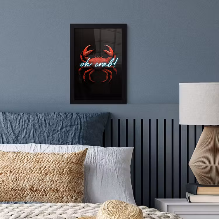Poster met lijst - Krab - Rood - Neon - Quote — 4