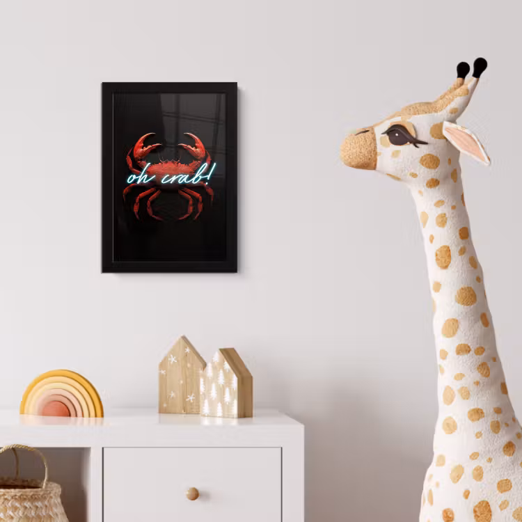 Poster met lijst - Krab - Rood - Neon - Quote — 5