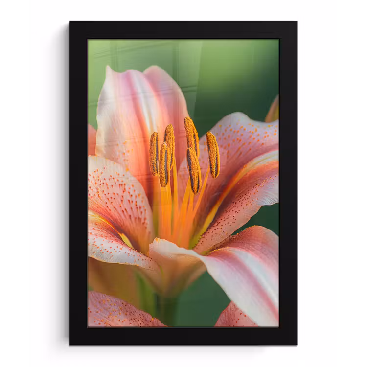 Poster met lijst - Lelie - Close up - Lichtroze — 1