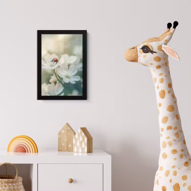 Poster met lijst - Lieveheersbeestje - Bloemen - Wit — 5