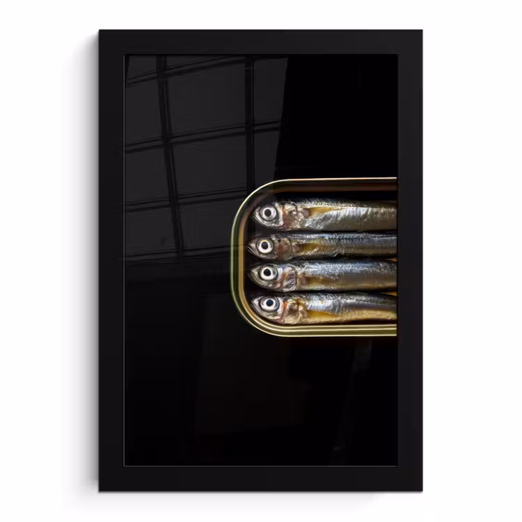 Poster met lijst - Sardines - Blik - Zwart - Vissen — 1