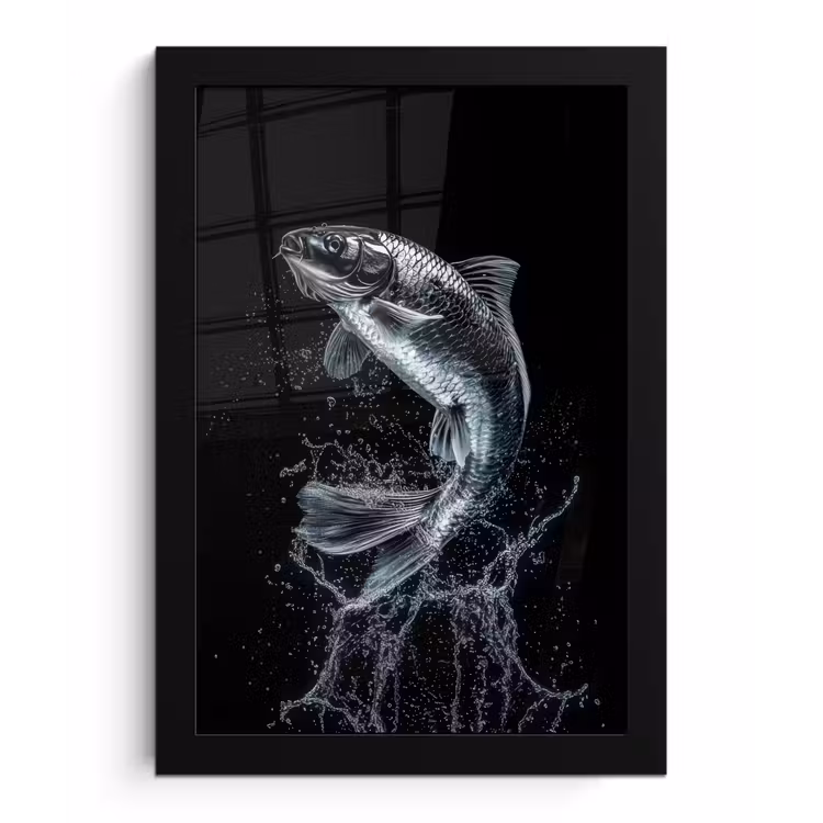 Poster met lijst - Vis - Koi - Zwart - Water — 1