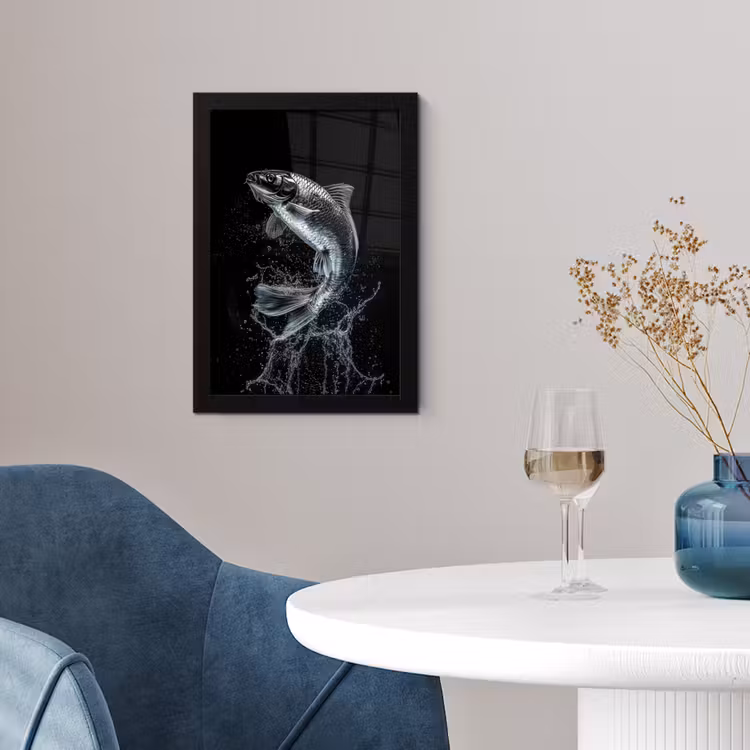 Poster met lijst - Vis - Koi - Zwart - Water — 2
