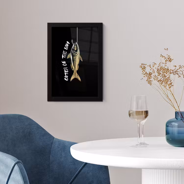 Poster met lijst - Vis - Zwart - Goud - Tekst — 2