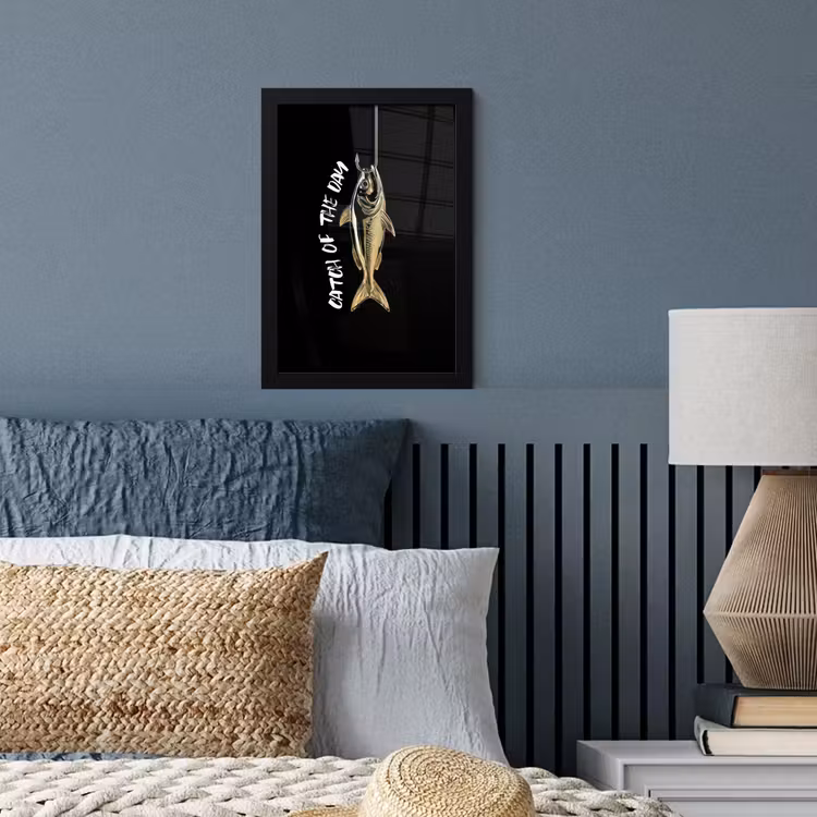 Poster met lijst - Vis - Zwart - Goud - Tekst — 4