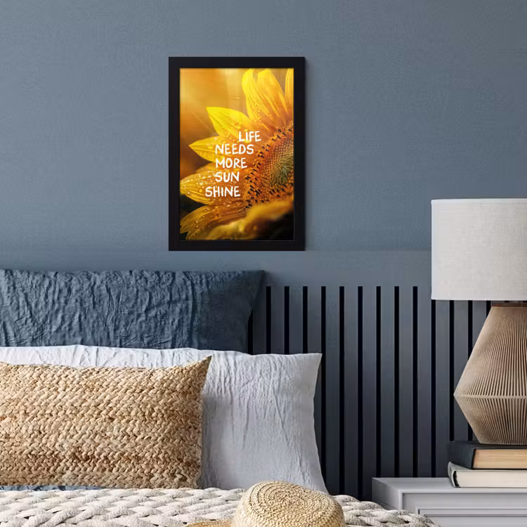 Poster met lijst - Zonnebloem - Close up - Geel - Quote — 4