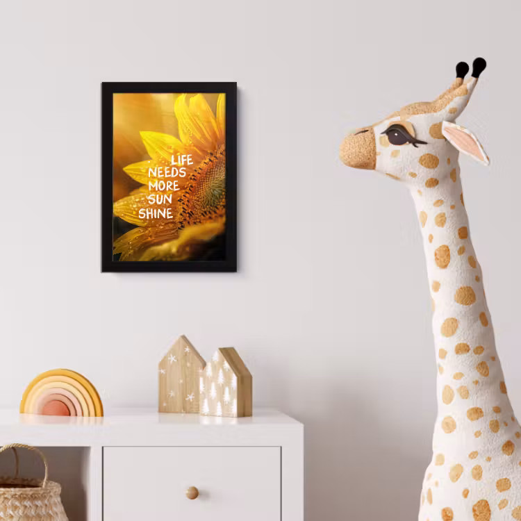 Poster met lijst - Zonnebloem - Close up - Geel - Quote — 5