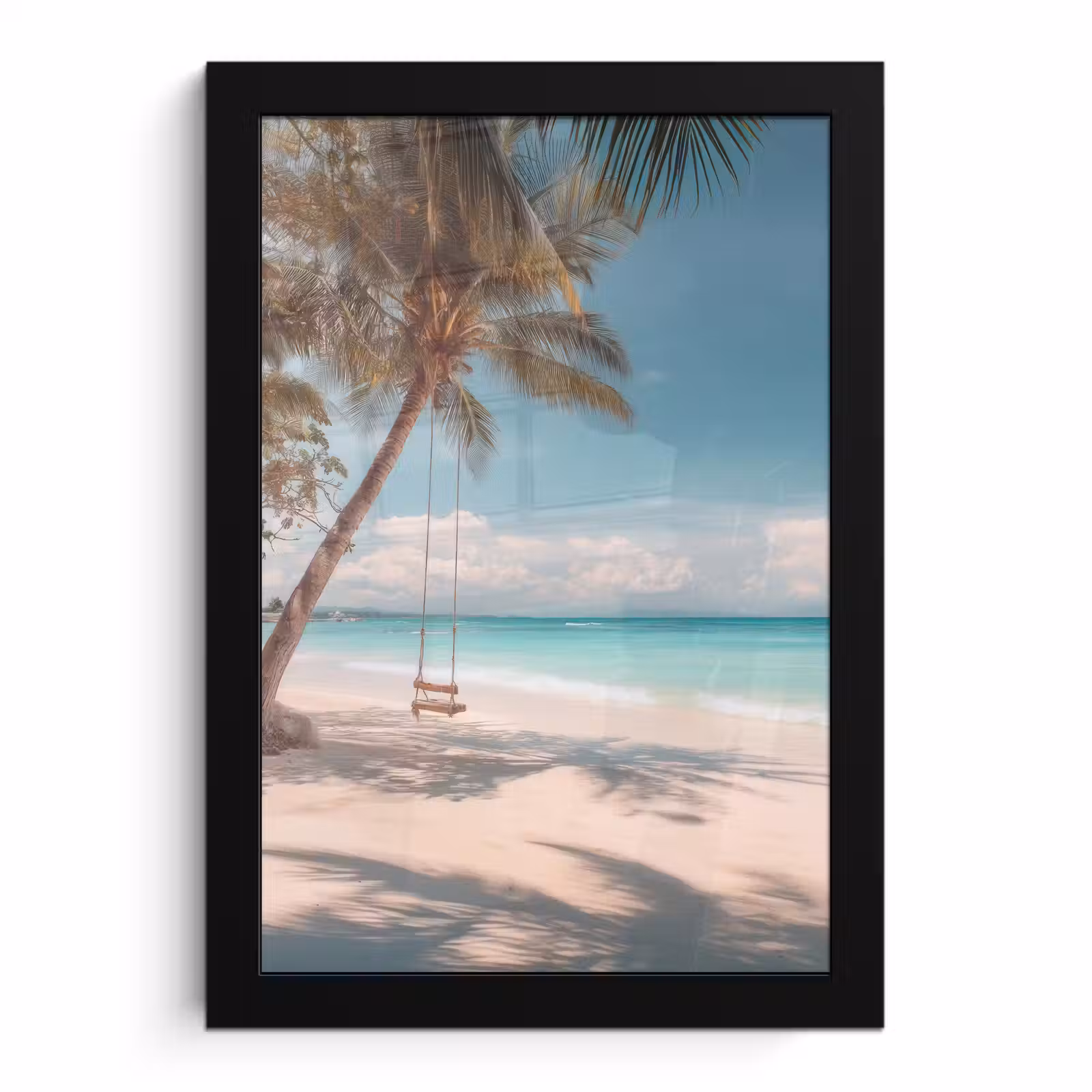 Poster met lijst - Palmboom - Schommel - Strand - Lucht — 1