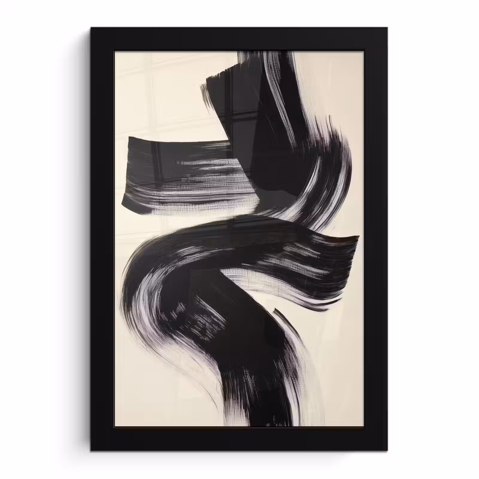 Poster met lijst - Strepen - Zwart - Abstract — 1