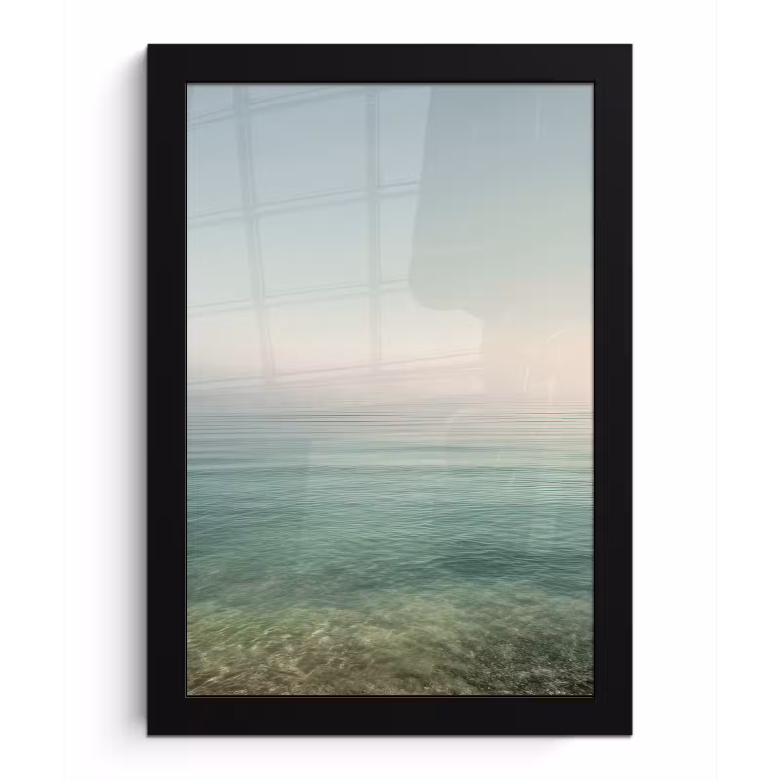 Poster met lijst - Zee - Horizon - Blauw - Mist — 1