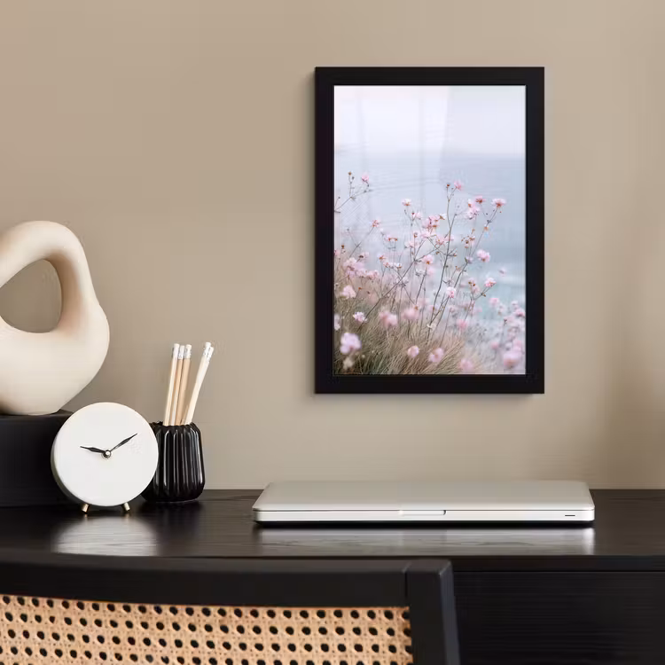 Poster met lijst - Klif - Bloemen - Zee - Roze — 3