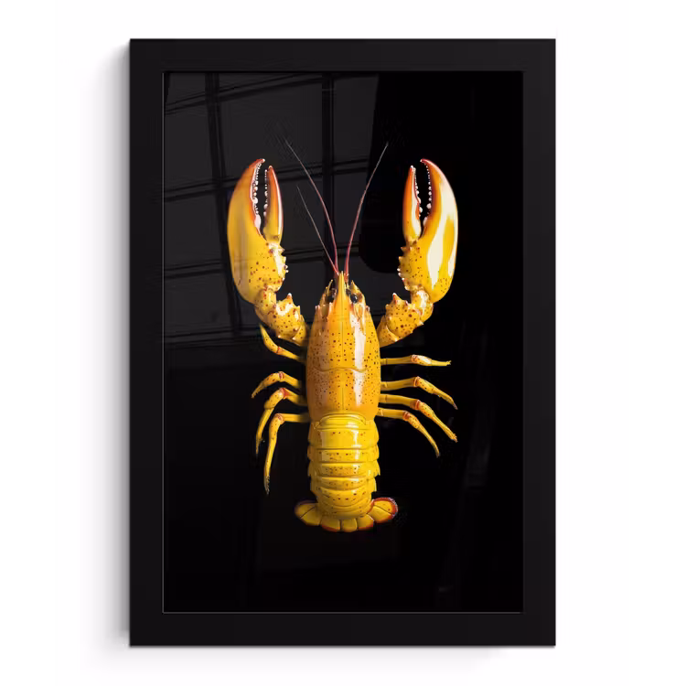 Poster met lijst - Kreeft - Geel - Stippen - Effen — 1